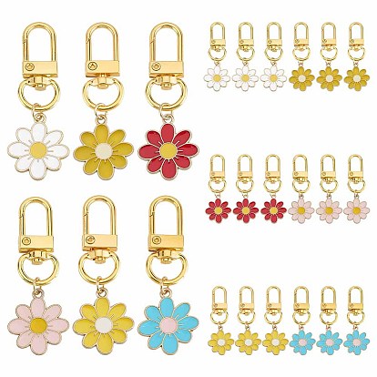 24 шт 6 цвета цветочный сплав эмаль подвеска украшение, с поворотными застежками сплава