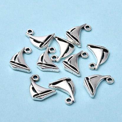 Sailing Boat Tibetan Style Alloy Pendants, Cadmium Free & Lead Free, 15x12x3mm, Hole: 2mm, about 1015pcs/1000g