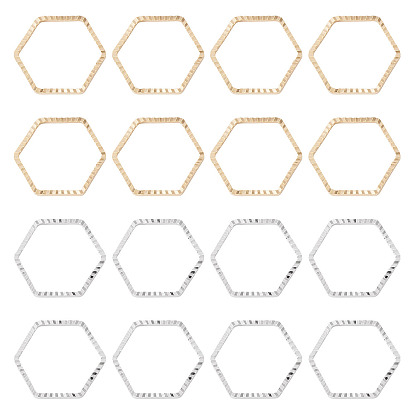 24шт 2 цвета латунные соединительные кольца, долговечный, без кадмия и без свинца, шестиугольник