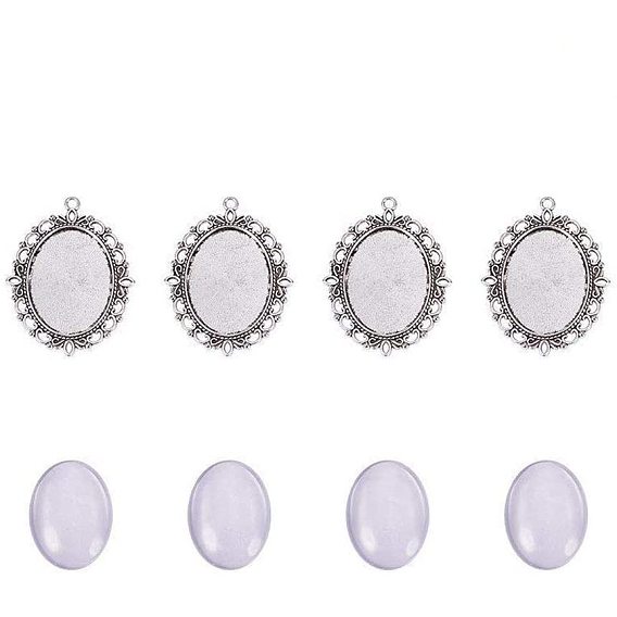Овальная прозрачная крышка из кабошона, тибетский стиль подвески кабошон настройки для diy