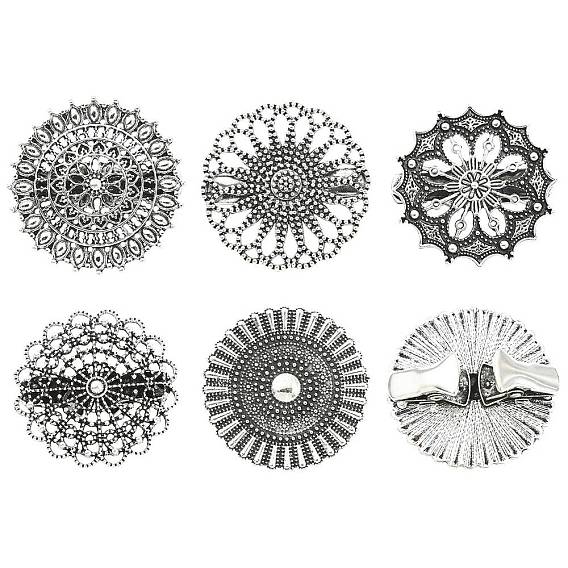 5pcs 5 Styles Flower Zinc Alloy Scarf Clips for Scarves, Cardigans, And Shirt Collars