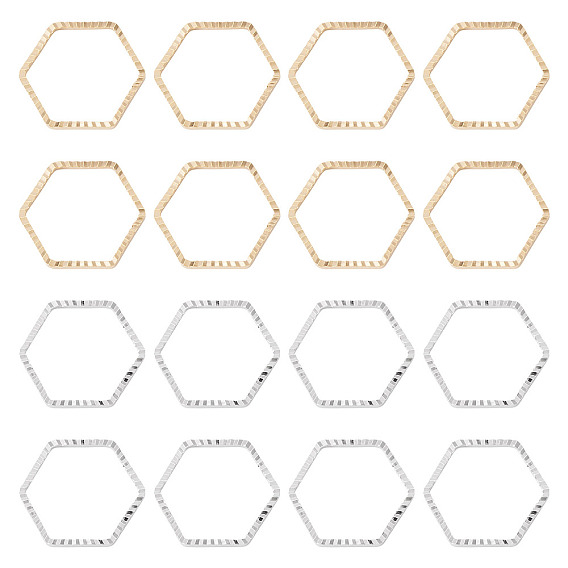 24шт 2 цвета латунные соединительные кольца, долговечный, без кадмия и без свинца, шестиугольник