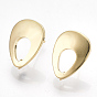 Brass Stud Earring Findings, with Loop, Teardrop, Real 18K Gold Plated