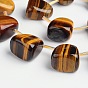 Brins de perles d'oeil de tigre naturel, perles percées, 15~30x11~20mm, Trou: 1mm, Environ 17 pcs/chapelet, 15.7 pouce