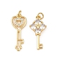 Подвески из латуни с прозрачными кубическими цирконами, Брелоки для ключей, с целью перехода в кольце, стойки покрытие, долговечный, без кадмия и без свинца, реальный 18 k позолоченный