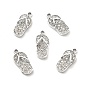 Alloy Rhinestone Pendants, Platinum Tone Flip-flops Charms