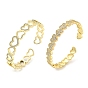 Heart Brass Micro Pave Clear Cubic Zirconia Open Cuff Bangles for Women