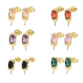 Латунь микро проложить кубические данные о серебристой цирконии, овальные, без кадмия и без свинца, стойки покрытие, долговечный, за половину пробурено бисера, золотые