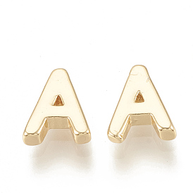 Brass Charms, Nickel Free, Real 18K Gold Plated, Letter