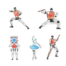 Эмалированные значки с роботами, булавки для лацканов из сплава для одежды рюкзака, платина