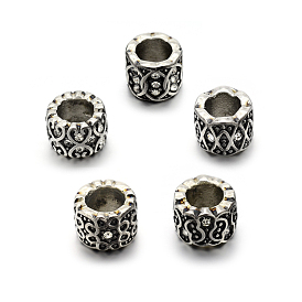 Mixed Styles Retro 304 Stainless Steel Grade A Rhinestone Big Hole Column Beads, 8x11mm, Hole: 6mm