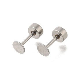 304 Stainless Steel Flat Round Ear Plugs Gauges, with 201 Stainless Steel Beads for Women