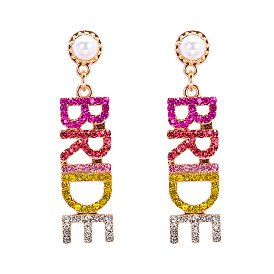 Boucles d'oreilles colorées avec lettre de mariée - bijoux pour femmes à la mode et personnalisés