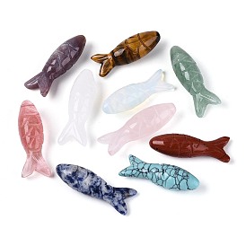 Резные подвески из смешанных натуральных и синтетических драгоценных камней, рыбы прелести