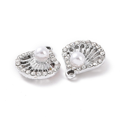 Alloy Crystal Rhinestone Pendants, with ABS Plastic Imitation Pearl, Shell Charms