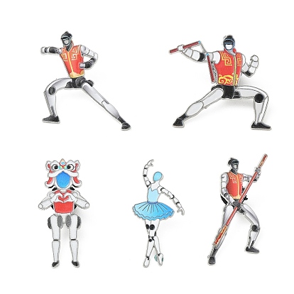 Эмалированные значки с роботами, булавки для лацканов из сплава для одежды рюкзака, платина