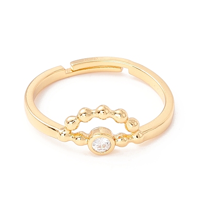 Eye Shape Cubic Zirconia Adjustbale Ring, Real 18K Gold Plated Brass Finger Ring for Women