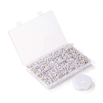 DIY Bracelet Making Kits, Including Round with Alphabet Plating Acrylic Beads, with Elastic Crystal Thread