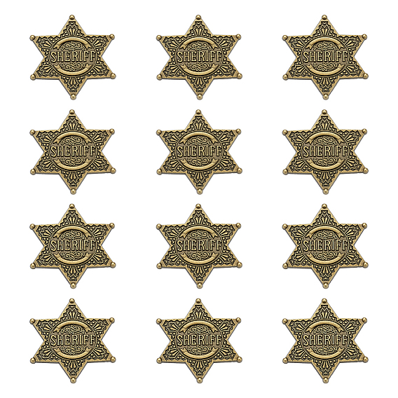 12 шт. значок в виде звезды Давида со словом «шериф» из сплава для ношения на лацкане, рюкзаке или одежде