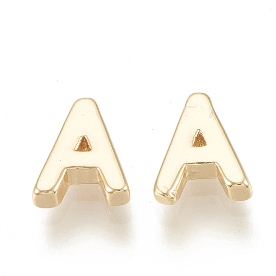 Brass Charms, Nickel Free, Real 18K Gold Plated, Letter