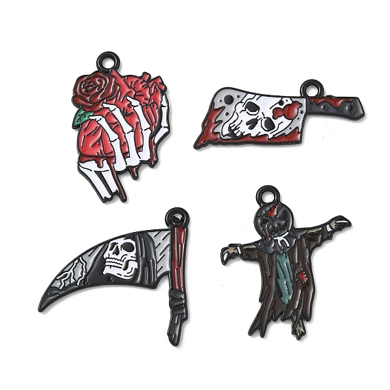 Подвески из сплава хэллоуина с эмалью, чёрные