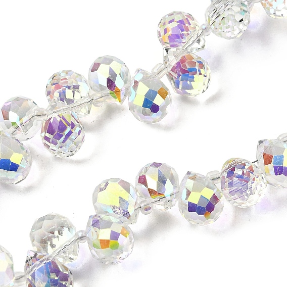 Гальваническим стеклянные бусины, слезинки, Топ пробуренной, граненые