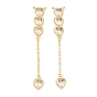 Brass Pave Clear Cubic Zirconia Big Pendants, Heart Dangle Charms