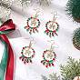 Серьги-подвески из стеклянных бусин ручной работы на рождественскую тематику, с подвеской-бантом из сплава и 304 крючками для сережек из нержавеющей стали, золотые
