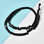 Natural Black Onyx Beads Strands, 2-Hole, Rectangle