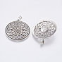 Tibetan Style Alloy Pendants, Flat Round with Flower