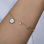 925 Bracelets à maillons en argent sterling sertis de micro-pavés de zirconiums cubiques bleus et ornés d'un charm œil protecteur, pour hommes et femmes
