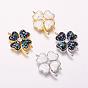 Brass Micro Pave Cubic Zirconia Links, with Freshwater Shell, Clover