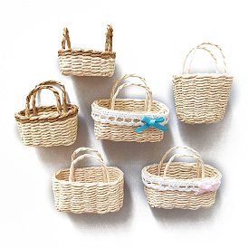 Dollhouse Mini Woven Basket for Kids Supply