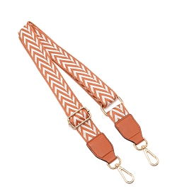 Stripe Pattern Adjustable Cotton Bag Strap, with Light Gold Alloy Swivel Clasps, for Bag Replacement Accessories