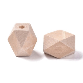 Olycraft Unfinished Natural Wood Beads, Faceted, Polygon, Vacuum Packaging