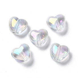 Transparent Acrylic Beads, AB Color, Heart