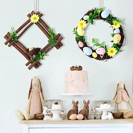 Easter Decoration Wooden Pendant Nordic Style Household Supplies Easter Egg Wreath Ornament