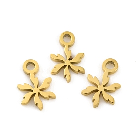 Ion Plating(IP) 304 Stainless Steel Charms, Laser Cut, Flower Charm