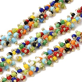 Цепочки из стеклянных бисеров ручной работы, с цепочкой из латуни с покрытием из настоящего золота 18k, пайки