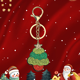 Christmas cartoon creative Christmas tree socks elk acrylic keychain pendant small gift