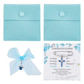 Броши-булавки для килта из железа и пластика с имитацией жемчуга, с кубического циркония, Подвески из полиэстера и бархатные мешочки для украшений