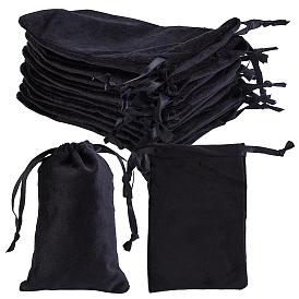 Bolsitas de terciopelo joyas bolsas, con cuerda de poliéster, bolsas de cordón, Rectángulo