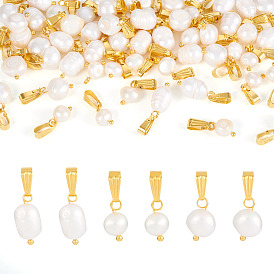 60шт 3 стиль натуральный жемчуг подвески, с латунной фурнитурой 