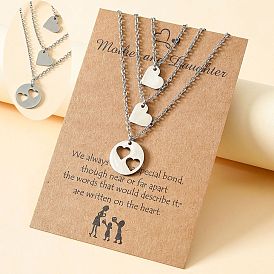 Ensemble collier collier coeur creux en acier inoxydable - cadeau unique pour la fête des mères