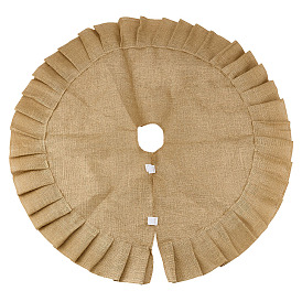 Льняная юбка с рождественской елкой, нижняя часть с оборкой по краю, круглые