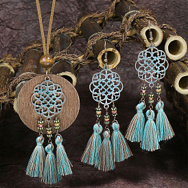 Boho Style Ethnic Seashell Pendant Necklace and Earrings Set for Women