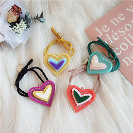 Cute Acrylic Hair Tie with Colorful Heart - Lovely Hair Accessories for Girls.