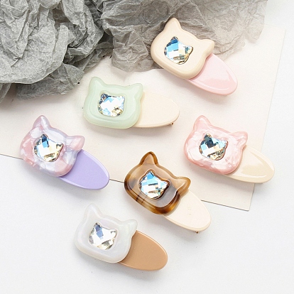 Cellulose Acetate(Resin) Alligator Hair Clips, Cute Bear Rhinestones Hair Accessories for Girls