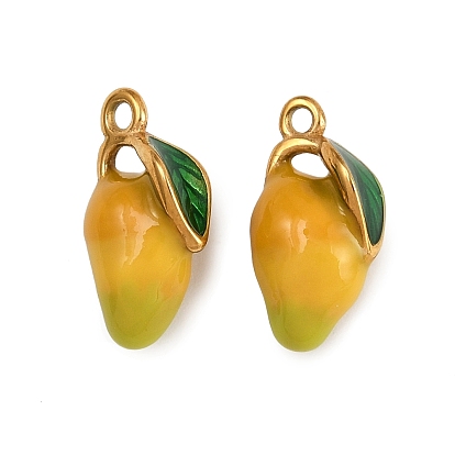 304 нержавеющей стальной эмали подвески, очарование манго, ионное покрытие (ip), реальный 18 k позолоченный