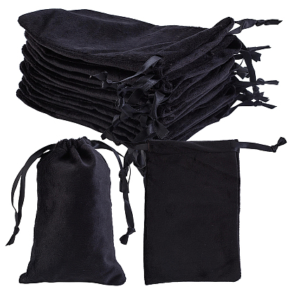 Bolsitas de terciopelo joyas bolsas, con cuerda de poliéster, bolsas de cordón, Rectángulo